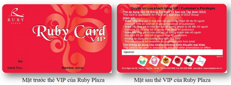 Thẻ VIP Ruby Plaza