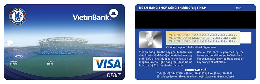 thẻ visa debit đồng thương hiệu chelsea vietinbank