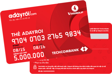 thẻ thanh toán trả trước adayroi của vincommerce và techcombank