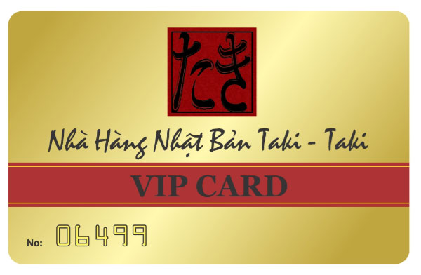 in thẻ vip nhà hàng nhật bản taki taki